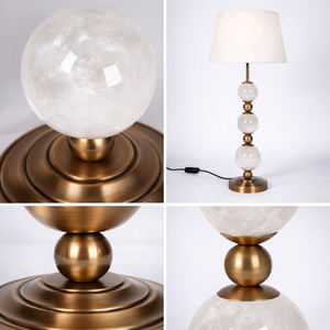 Lámpara de Mesa de Cristal Blanco Natural con Base de Metal, Moderna y Ecológica, con Bombilla LED E26, para Mesita de Noche o Sala de Estar - Product Image 5