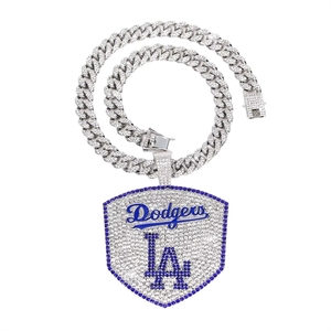 Collana Personalizzata OEM con Ciondolo in Lega e Cristalli della Squadra di Baseball <span class=keywords><strong>LA</strong></span>, Stile Hip-hop alla Moda - Product Image 5