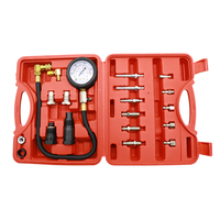 Kit d'outils de testeur de compression moteur universel 14 pièces Ensemble de manomètres de pression de cylindre avec adaptateurs pour diagnostic et réparation automobile