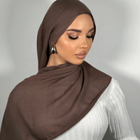 Luxueux Hijab Musulman en Modal, Foulard Long Marron Uni Doux pour Femme, Vente en Gros 100% Rayonne et Modal