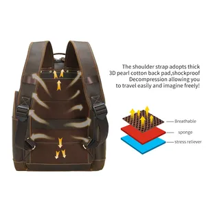 2023 Top Seller Custom OEM ODM Top Full Grain Crazy Horse Genuine Leather Backpack For Men Vintage 15.6 Inches Laptop Backpack