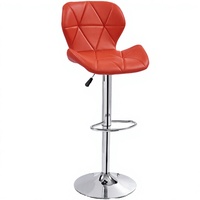 Tabouret de bar pivotant réglable en cuir PU avec base en métal chromé, design moderne pour hôtel, restaurant, salle à manger