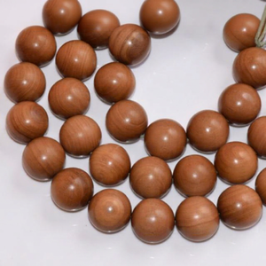 Vente en gros de perles de bois de santal brun doré naturel rondes de 14 mm Riddhi Siddhi pour la fabrication de bracelets, cadeau du Nouvel An - Product Image 1