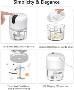 Picadora de Ajo Manual Multifuncional de Acero Inoxidable, Picadora de Verduras Portátil de Cocina, Mini Procesador de Alimentos de 3 Piezas para el Hogar - Product Image 2