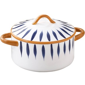 Grand <span class=keywords><strong>pot</strong></span> <span class=keywords><strong>en</strong></span> céramique de couleur <span class=keywords><strong>japonaise</strong></span> sous glaçure créative avec deux oreilles et couvercle - Product Image 1