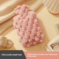 Bouillotte réutilisable en PVC 500 ml, motif ananas écossais et tortue, pour l'hiver, avec housse en peluche