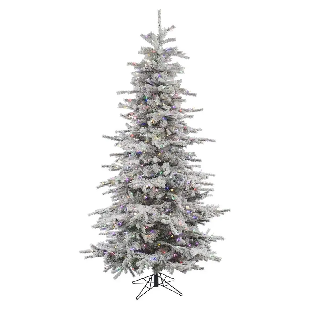 Festive Holiday Decor Artificial Snow Flocked Christmas Tree Snowy Xmas Pine Tree Wood Stand Xmas Full Tree