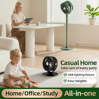 Ventilateur de table et de sol double usage, recharge solaire 4000 mAh, chargeur d'appareils mobiles, 5 niveaux de réglage, pour le glamping et les situations d'urgence