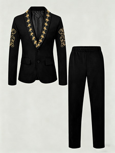 <span class=keywords><strong>Costume</strong></span> de smoking classique noir vintage brodé pour enfants, idéal pour les événements de piano, anniversaires, garçons d'honneur et remises de diplômes - Product Image 3