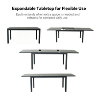 Table de jardin extensible en aluminium HOMFUL, plateau de table DPC résistant aux intempéries, table d'extérieur pour 6 à 10 personnes