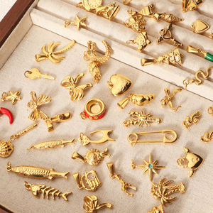 Minimalista Diy COLLAR COLGANTE 18K chapado en oro impermeable corazón pajarita encanto serpiente pez langosta Chile dragón encanto colgante - Product Image 2