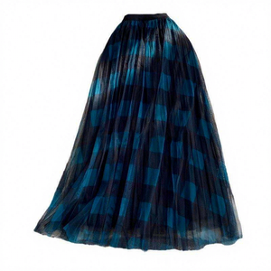 Jupe mi-longue trapèze pour <span class=keywords><strong>femme</strong></span> en mousseline respirante, coupe ajustée, avec ourlet floral et décoration en dentelle, taille naturelle, idéale pour l'automne - Product Image 2