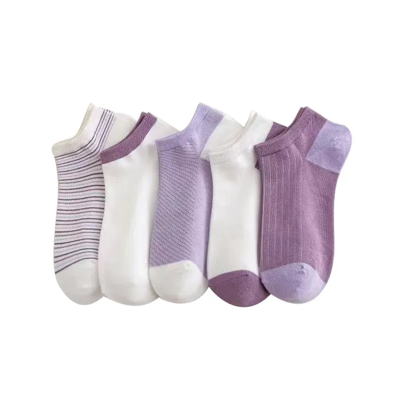 Fashion Women's Clothing Polyester Purple Ankle Socks Women Short Socks Set Casual Sweet Short Socks