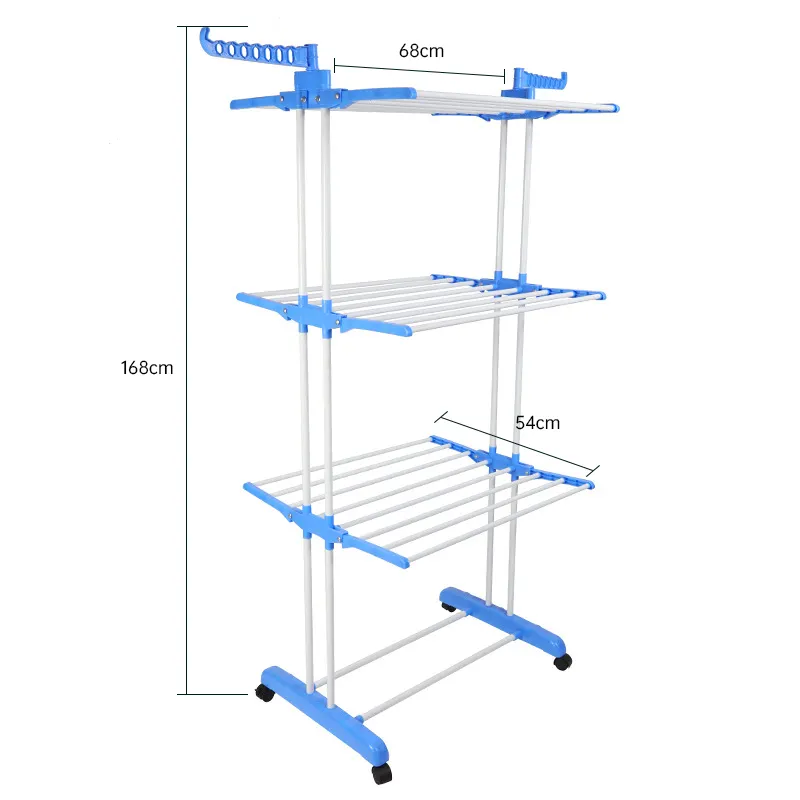 Aço inoxidável 3 camadas Clothes Drying Rack Secador de Pano Rack Indoor e outdoor Cloth Standing Hanger