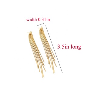 Jiexing Fashion <strong>Silver</strong> Needle Women's <strong>Earrings</strong> 14K Gold Plated Tassel <strong>Chain</strong> <strong>Earring</strong> Studs Customized Jewelry Accessories - Product Image 2