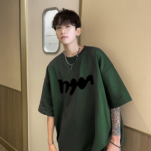 T-shirt da uomo estiva in puro cotone stile americano Cleanfit a maniche corte, di tendenza, casual, versatile, vestibilità ampia - S - Product Image 3