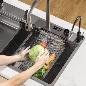 Lavello da <span class=keywords><strong>Cucina</strong></span> in Acciaio Inox a Vasca Singola, Design Moderno con Superficie Goffrata a Nido d'Ape, Tecnologia Nano Artigianale - Product Image 2