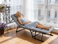 Fauteuil inclinable simple et pliable, portable, double usage, avec rangement, cadre métallique portable, multifonctionnel, pour la maison, le bureau, la sieste