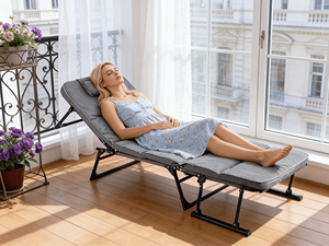 Fauteuil inclinable simple et pliable, portable, double usage, avec rangement, cadre métallique portable, multifonctionnel, pour la maison, le bureau, la sieste - Product Image 6