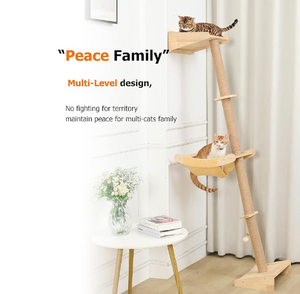 76 "tinggi ramping terhadap dinding pohon kucing dengan tempat tidur gantung kucing dinding furnitur untuk pendaki aktif dalam ruangan dengan hanya isap untuk jendela - Product Image 3