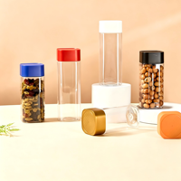 Pot en plastique transparent carré de qualité alimentaire avec couvercle, boîte de conservation scellée pour fleurs, thé, noix, collations, biscuits