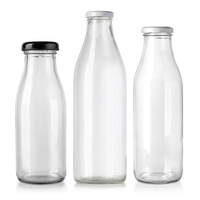 Botol Susu Bentuk Kustom 250Ml 500Ml 1000Ml, Gelas Jus Tebal, Botol Kaca Dengan Tutup Timah
