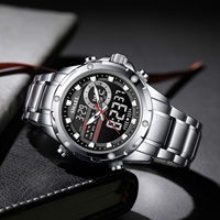SMAEL 6050 Jam Tangan Kronograf Analog-Digital Bisnis Mewah Tahan Air 5BAR Alarm Bercahaya Casing/Dial Paduan Logam untuk Penyelam