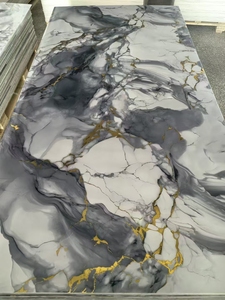 Tấm ốp tường giả đá cẩm thạch cao cấp, bóng gương, màu vàng óng ánh, chống thấm, chống cháy, dùng cho phòng ăn, phòng khách, bán chạy - Product Image 3