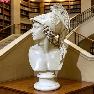 YOUFINE Escultura <span class=keywords><strong>de</strong></span> Busto <span class=keywords><strong>de</strong></span> Guerrero en Mármol Blanco, Tallada a Mano, Casco Romano, <span class=keywords><strong>Dios</strong></span> <span class=keywords><strong>de</strong></span> la Guerra, Busto <span class=keywords><strong>de</strong></span> Piedra para Decoración <span class=keywords><strong>de</strong></span> Interiores <span class=keywords><strong>de</strong></span> Bibliotecas y Museos - Product Image 1