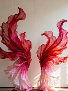 Installation artistique géante en organza pour décor de scène d'entrée de mariage, banquets de fiançailles, vitrines de centres commerciaux - Product Image 4