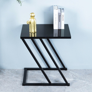 Table basse en acier <span class=keywords><strong>noir</strong></span> avec plateau en verre trempé table basse en métal avec miroir table d'appoint de luxe canapé - Product Image 5