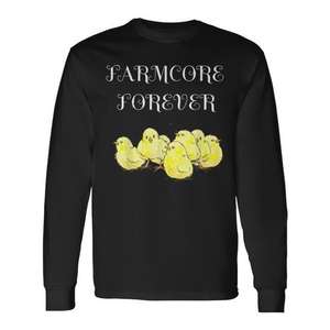 Camiseta de manga larga Farmcore Forever con diseño de pollitos amarillos, talla unisex para adultos - Product Image 1