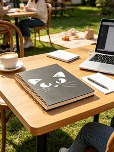 Black Cat Face Spiral Notebook Digital Printed Paper Cover <b>Notepad</b> - Product Image 5