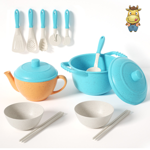 Juego de Tazas y Platos de Paja de Trigo Ecológicos para Niños, Juego de Imitación de Vajilla y Cubiertos, 16 Piezas - Product Image 5
