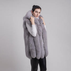 QIUCHEN QC9484 femmes manteau de fourrure d'hiver véritable <span class=keywords><strong>gilet</strong></span> de fourrure de renard véritable <span class=keywords><strong>gilet</strong></span> de fourrure longue - Product Image 2