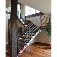 Offre Spéciale en usine Design moderne intérieur Mono Stringer escalier appartement escalier bande de roulement contremarche en bois massif U L forme escalier
