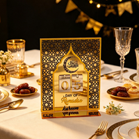 Calendrier de compte à rebours du Ramadan en acrylique, ornement de table, noir et or, motif géométrique islamique, inscription Ramadan Kareem pour la décoration de table