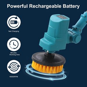<b>Extendable</b> Cordless Telescopic Bathroom Floor Cleaning <b>Brush</b> with Nylon Bristles for Driveway Patio Stone & Moss Removal - Product Image 3