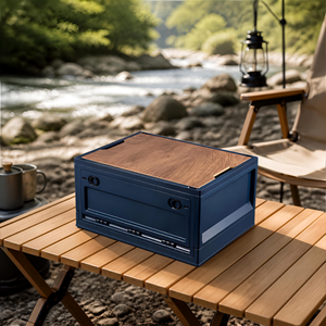 Caja de Almacenamiento para Camping HALO con Tapa de Madera, Organizador de Equipo Portátil, Cofre para Equipo de Campamento, Contenedor de Almacenamiento para Suministros de Picnic - Product Image 5