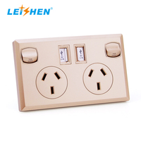 Prise électrique murale intelligente Leishen noire, argentée et blanche avec prise micro USB, interrupteurs et chargeurs USB, prise australienne