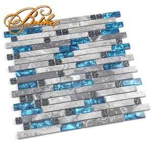 Persiano Marmo Grigio Blu Laminato Tessere di Mosaico di Vetro Della Parete Che Copre Posteriore Splash <span class=keywords><strong>Bagno</strong></span> di Casa Arredamento In Primo Piano di <span class=keywords><strong>Piastrelle</strong></span> di Pietra - Product Image 4