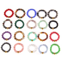 Bague en perles de pierre naturelle ajustable et élastique de 4mm en améthyste colorée faite à la main