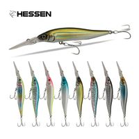 Leurre de pêche Hessen 75mm 8g, Minnow Wobbler à longue queue, Jerkbait flottant à plongée profonde, Swimbait, Leurre dur artificiel pour Brochet et Bar.