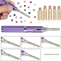 Fixateur de strass sans fil Hotfix, outil d'applicateur Hot Fix Bedazzler Kit de baguette thermocollante pour vêtements, chaussures, tissu, artisanat