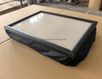 Bandeja de Madera de Nogal para Laptop con Inserto de Papel A3 Intercambiable y Reemplazable DIY, Bolsa Acolchada con Cremallera y Tapa de Cristal