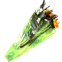 Sac d'emballage pour bouquet de fleurs en plastique OPP CPP BOPP personnalisé en gros, sac conique transparent vert pour cadeau