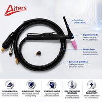 Torche de soudage TIG refroidie par air de type séparé WP26, 4M 8M 200A, pistolet de soudage à l'arc à l'argon, pièce de rechange pour l'acier inoxydable industriel