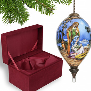 HMS sacra famiglia ornamento di natale dipinto a mano 3 pollici bocca palla di vetro soffiato personalizzabile dimensioni feste forniture - Product Image 3
