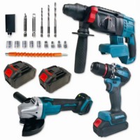 Kit combiné d'outils électriques sans fil 20V en acier inoxydable, perceuse à main alimentée par batterie au lithium, ensemble d'outils électriques portatifs pour bricolage domestique avec mallette