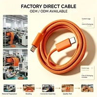Kabel USB Type-C 8Pin 20W PD 3A Pengisian Cepat, Jalinan Nilon, Konduktor Tembaga Murni 1-2M untuk Ponsel, Power Bank, Smart Watch